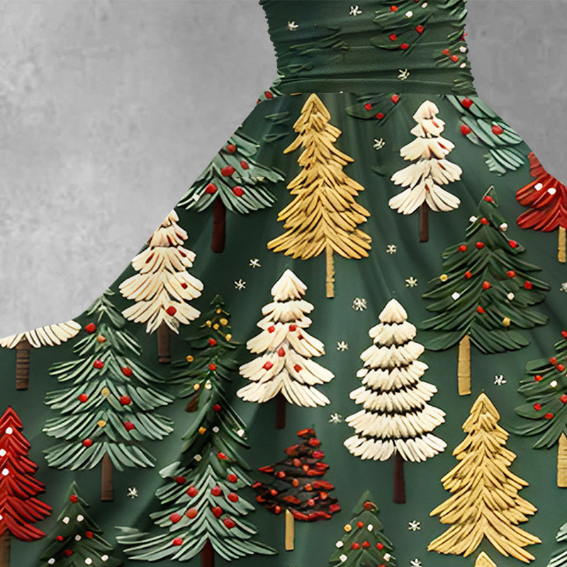 Women's Christmas Tree Print Design Maxi Dress – genowl