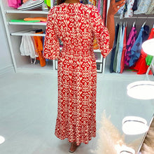 Load image into Gallery viewer, Casual Print V-Neck Waist Wrap Long Dress