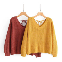 Load image into Gallery viewer, V Neck Drop Shoulder Oversized Sweater