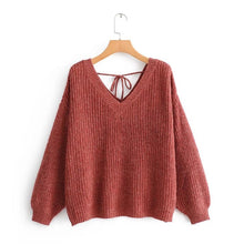 Load image into Gallery viewer, V Neck Drop Shoulder Oversized Sweater
