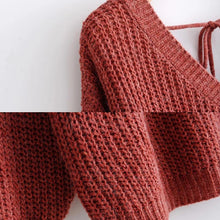 Load image into Gallery viewer, V Neck Drop Shoulder Oversized Sweater