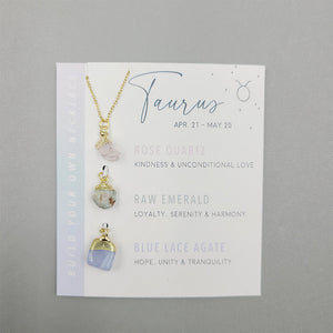 Natural Stone Crystal Zodiac Necklace