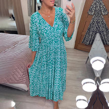 Load image into Gallery viewer, Casual Print V-Neck Waist Wrap Long Dress