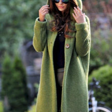 Load image into Gallery viewer, Knitted Long Coat with Hood