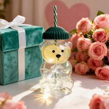 Load image into Gallery viewer, Adorable Teddy Bear Glass Straw Cup