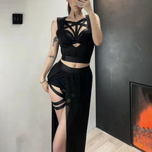 Load image into Gallery viewer, Gothic Bandaged Corset Bustier Top Cutout High Split Mesh Sets