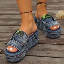 Load image into Gallery viewer, Denim-sandaler for kvinner