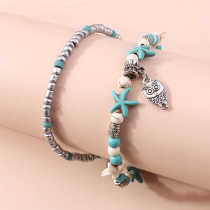 Sea turtle Anklet Starfish Turquoise