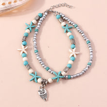 Load image into Gallery viewer, Sea turtle Anklet Starfish Turquoise