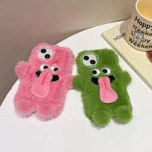 Load image into Gallery viewer, Funny Tongue Sticking Out Plush Mobile Phone Case For iPhone