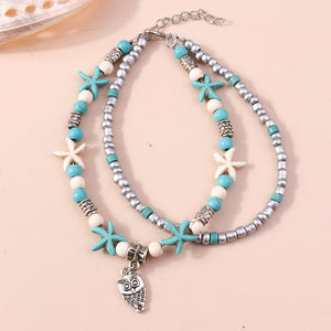 Sea turtle Anklet Starfish Turquoise