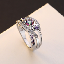 Load image into Gallery viewer, Amethyst Silver Hearts Ring