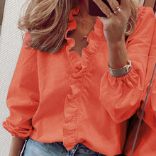 Load image into Gallery viewer, Long-Sleeved Ruffled Women&#39;S Shirt