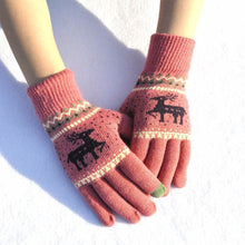 Load image into Gallery viewer, Snowflake Printed Knitted Touchscreen Gloves