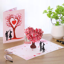 Load image into Gallery viewer, 3D Heart-Shaped Pop-Up Greeting Card with Love Tree Design