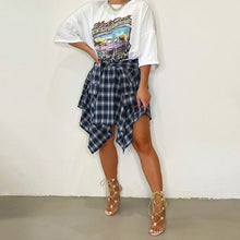Load image into Gallery viewer, Women's Plaid Print Asymmetrical Hem Skirt