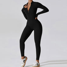 Load image into Gallery viewer, Women's Solid Zip Up Long Sleeve Sports Jumpsuit