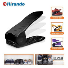 Load image into Gallery viewer, Hirundo Adjustable Shoe Rack Space Saver (White/Black)