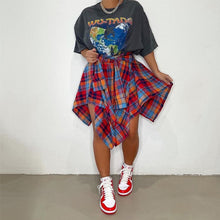 Load image into Gallery viewer, Women's Plaid Print Asymmetrical Hem Skirt