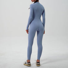 Load image into Gallery viewer, Women's Solid Zip Up Long Sleeve Sports Jumpsuit