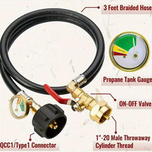 Load image into Gallery viewer, Propane Refill Adapter Hose with Gauge &amp; Control Valve