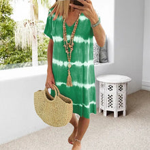 Load image into Gallery viewer, Tie-Dye Striped Short-sleeved Loose T-shirt Dress