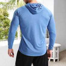 Load image into Gallery viewer, Men's Solid Long Sleeve Drawstring Hoodie Tee