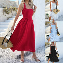 Load image into Gallery viewer, Solid Color Halter Neck Maxi Dress