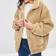 Load image into Gallery viewer, Lapel Zipper Plush Coat