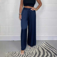 Load image into Gallery viewer, Casual Satin Lace-up Elastic Waist Trousers