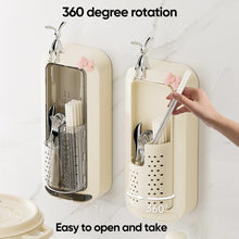 Load image into Gallery viewer, No-punch Wall-mounted Rotating Chopstick Storage Bucket