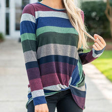 Load image into Gallery viewer, Striped Irregular Long Sleeve Top