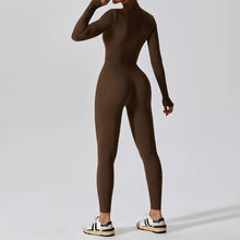 Load image into Gallery viewer, Women's Solid Zip Up Long Sleeve Sports Jumpsuit