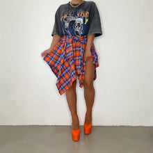 Load image into Gallery viewer, Women's Plaid Print Asymmetrical Hem Skirt