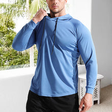 Load image into Gallery viewer, Men's Solid Long Sleeve Drawstring Hoodie Tee