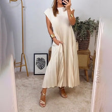 Load image into Gallery viewer, Women Pleated Simple Solid Color Dress