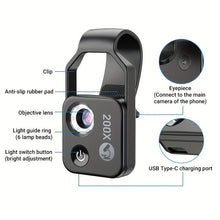 Load image into Gallery viewer, 200x Cell Phone Camera Microscope Lens