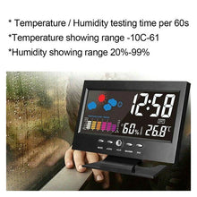 Load image into Gallery viewer, Digital LED Temperature Humidity Monitor Alarm Clock