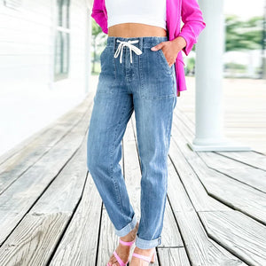 Blue Pull On Denim Joggers