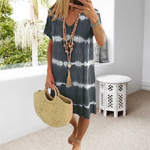 Load image into Gallery viewer, Tie-Dye Striped Short-sleeved Loose T-shirt Dress