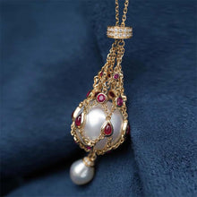 Load image into Gallery viewer, Gold chain net pearl necklace