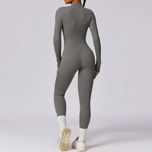 Load image into Gallery viewer, Women's Solid Zip Up Long Sleeve Sports Jumpsuit