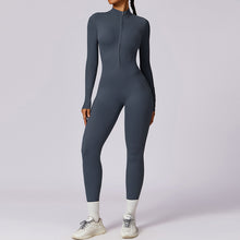 Load image into Gallery viewer, Women's Solid Zip Up Long Sleeve Sports Jumpsuit