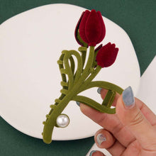 Load image into Gallery viewer, Elegant Velvet Tulip Hair Claw Clip