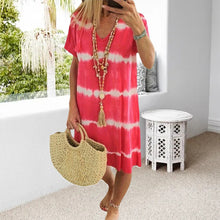 Load image into Gallery viewer, Tie-Dye Striped Short-sleeved Loose T-shirt Dress