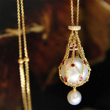 Load image into Gallery viewer, Gold chain net pearl necklace