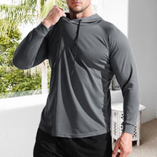 Load image into Gallery viewer, Men's Solid Long Sleeve Drawstring Hoodie Tee
