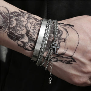 Cross Bangle Bracelet Set
