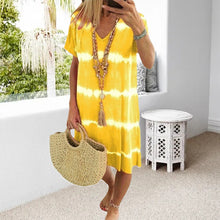 Load image into Gallery viewer, Tie-Dye Striped Short-sleeved Loose T-shirt Dress