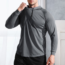 Load image into Gallery viewer, Men's Solid Long Sleeve Drawstring Hoodie Tee